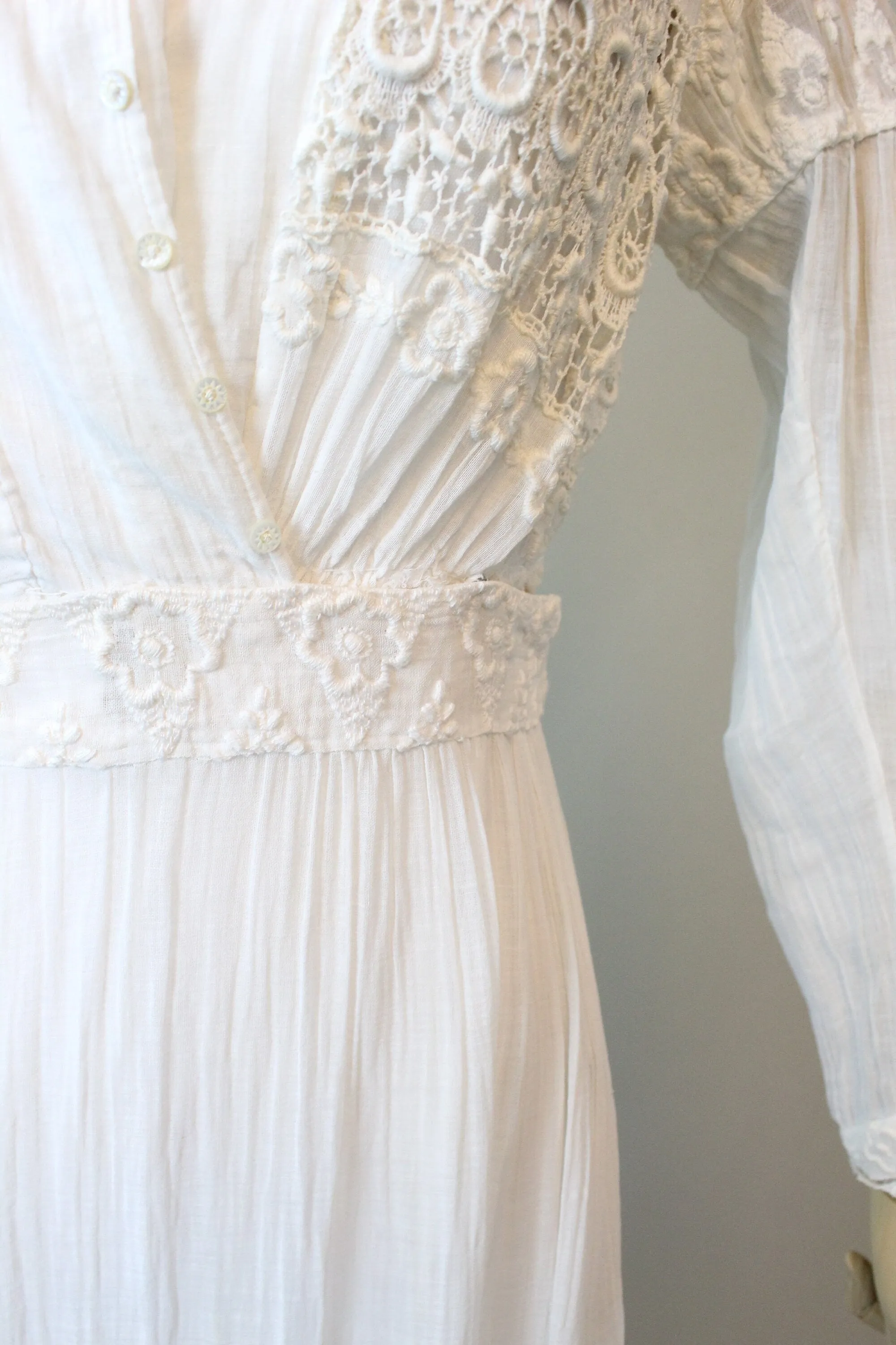 1910 ANTIQUE cotton lace edwardian lingerie dress xs | new spring