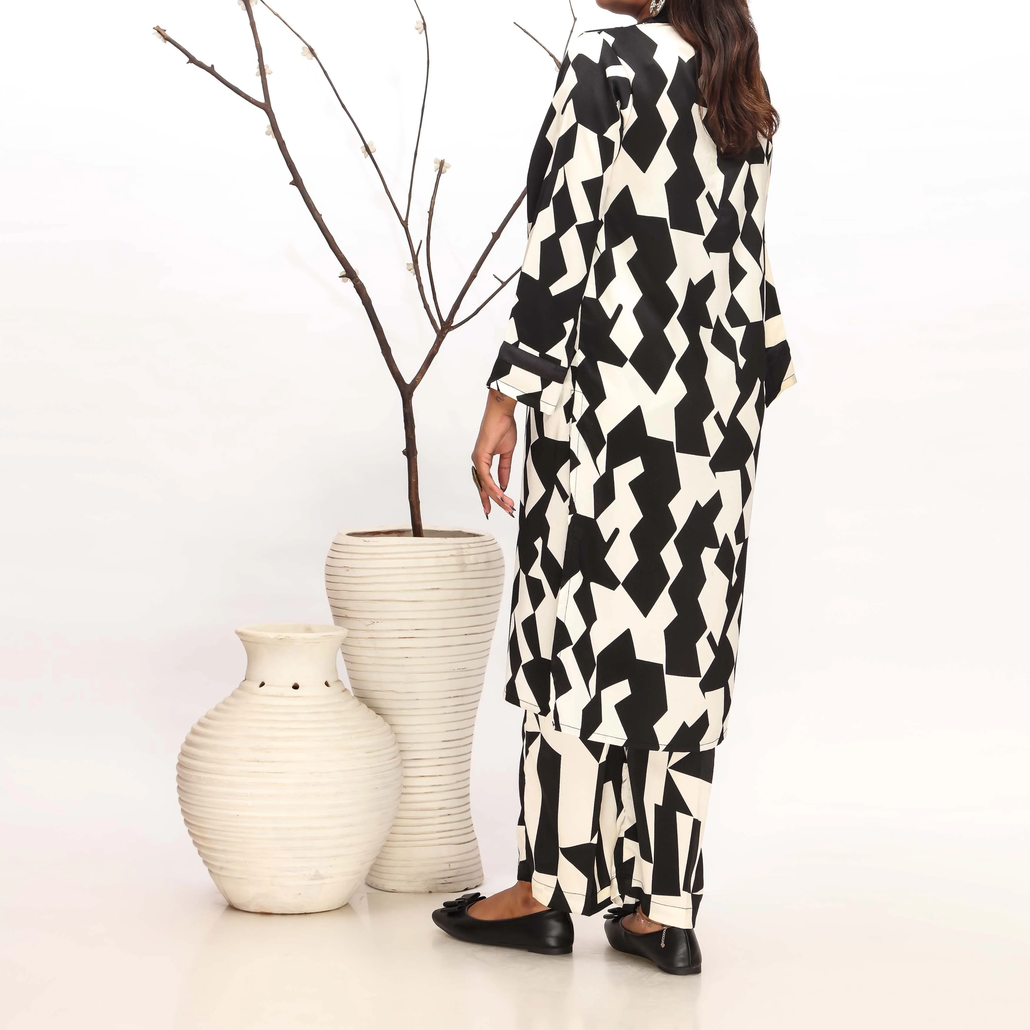 2PC- Printed Shamouse Silk Suit PW4096