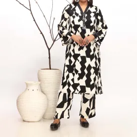 2PC- Printed Shamouse Silk Suit PW4096