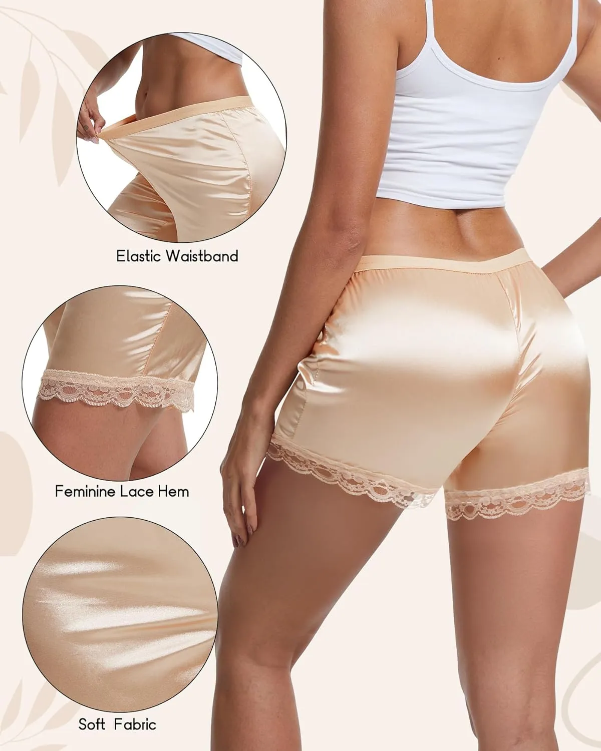 3 Pack Slip Shorts for Women Under Dress Half Slip Pettipants Bloomers Shorts Lace Trim Anti Chafing Summer