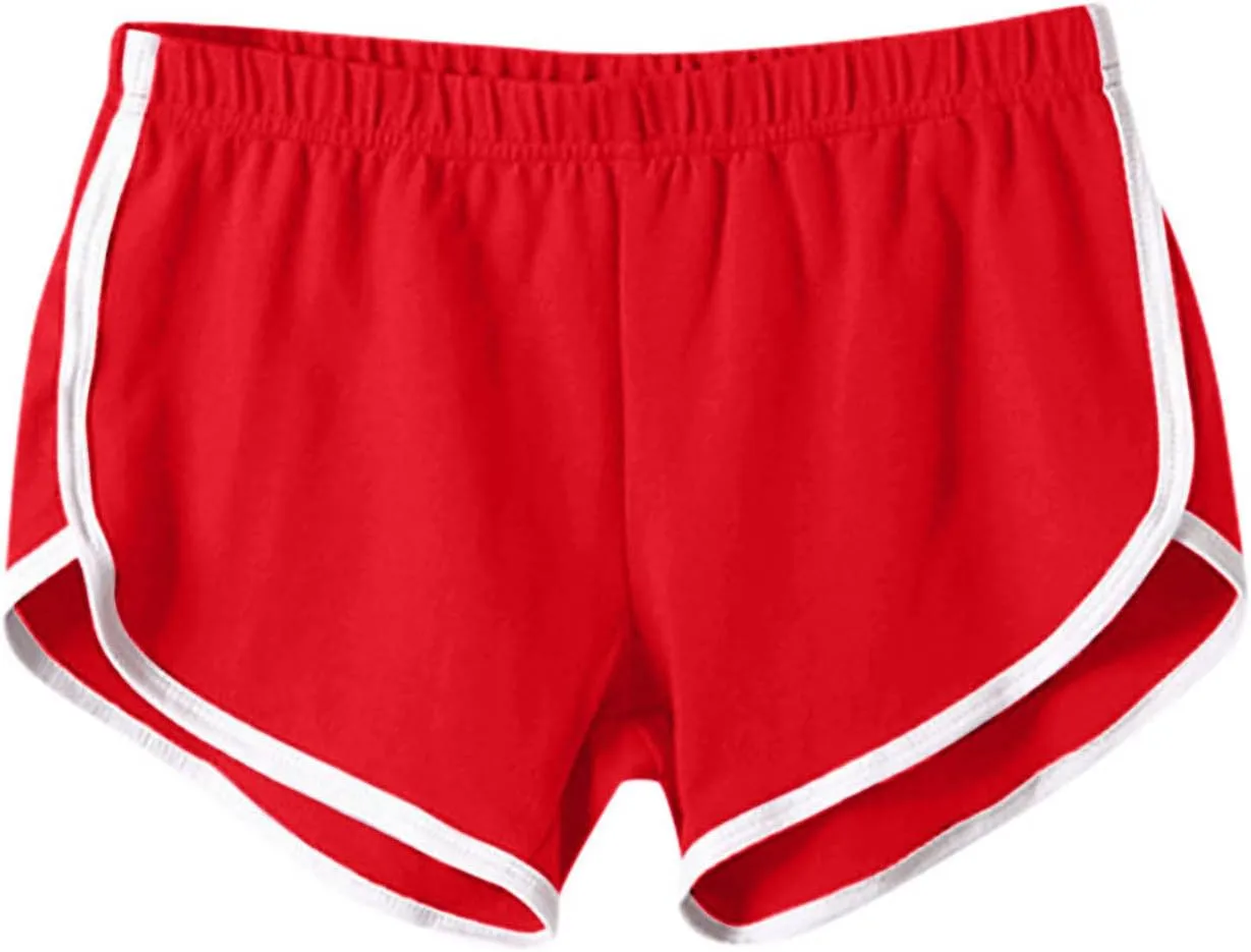 4 Pack Athletic Shorts for Women, Summer Dolphin Yoga Sweat Shorts Elastic Waist Workout Running Cycling Short Pants