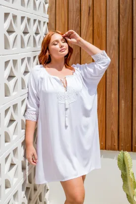 A Little Lace Kaftan in White