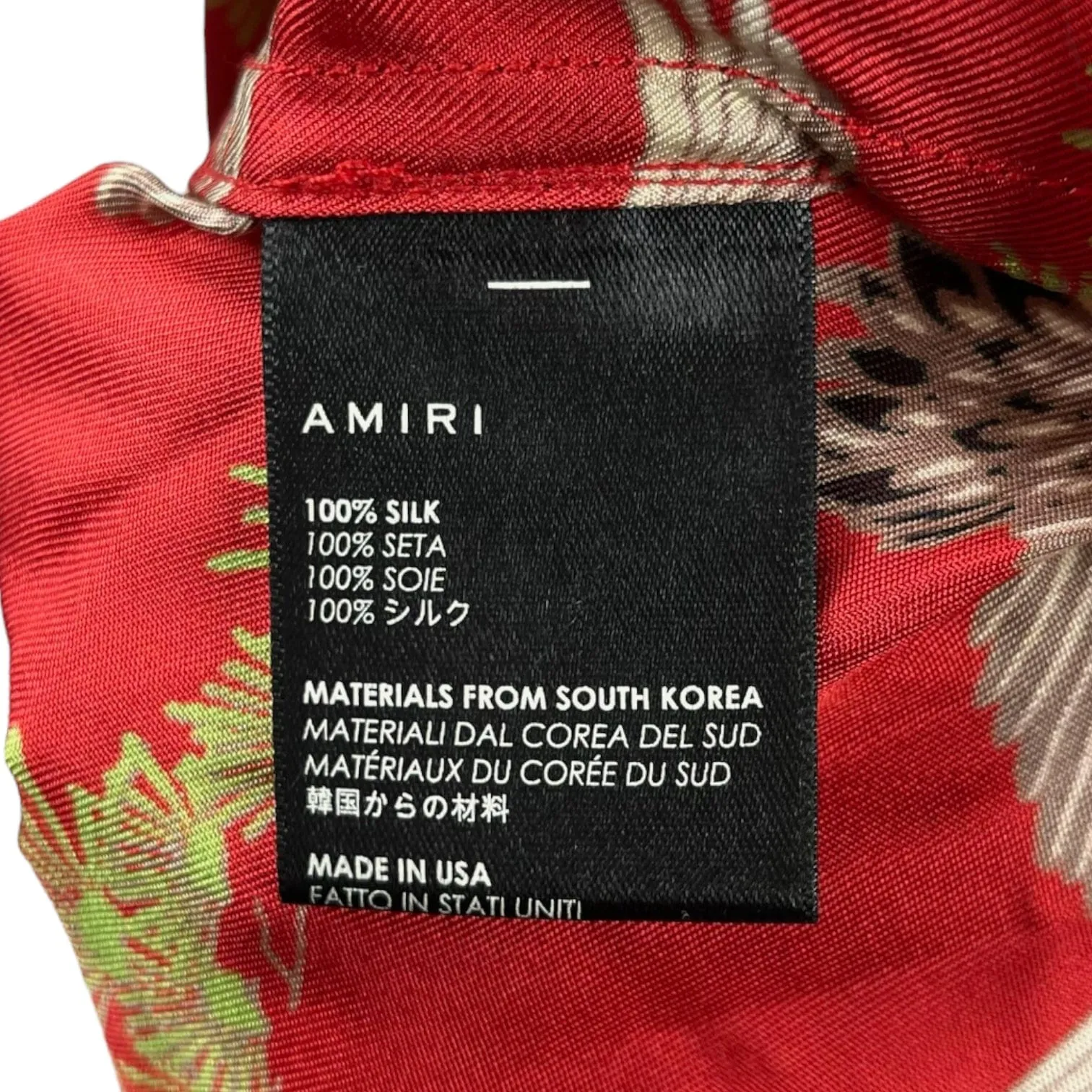 Amiri Short Sleeve Silk Crane Button Up Red Pre-Owned