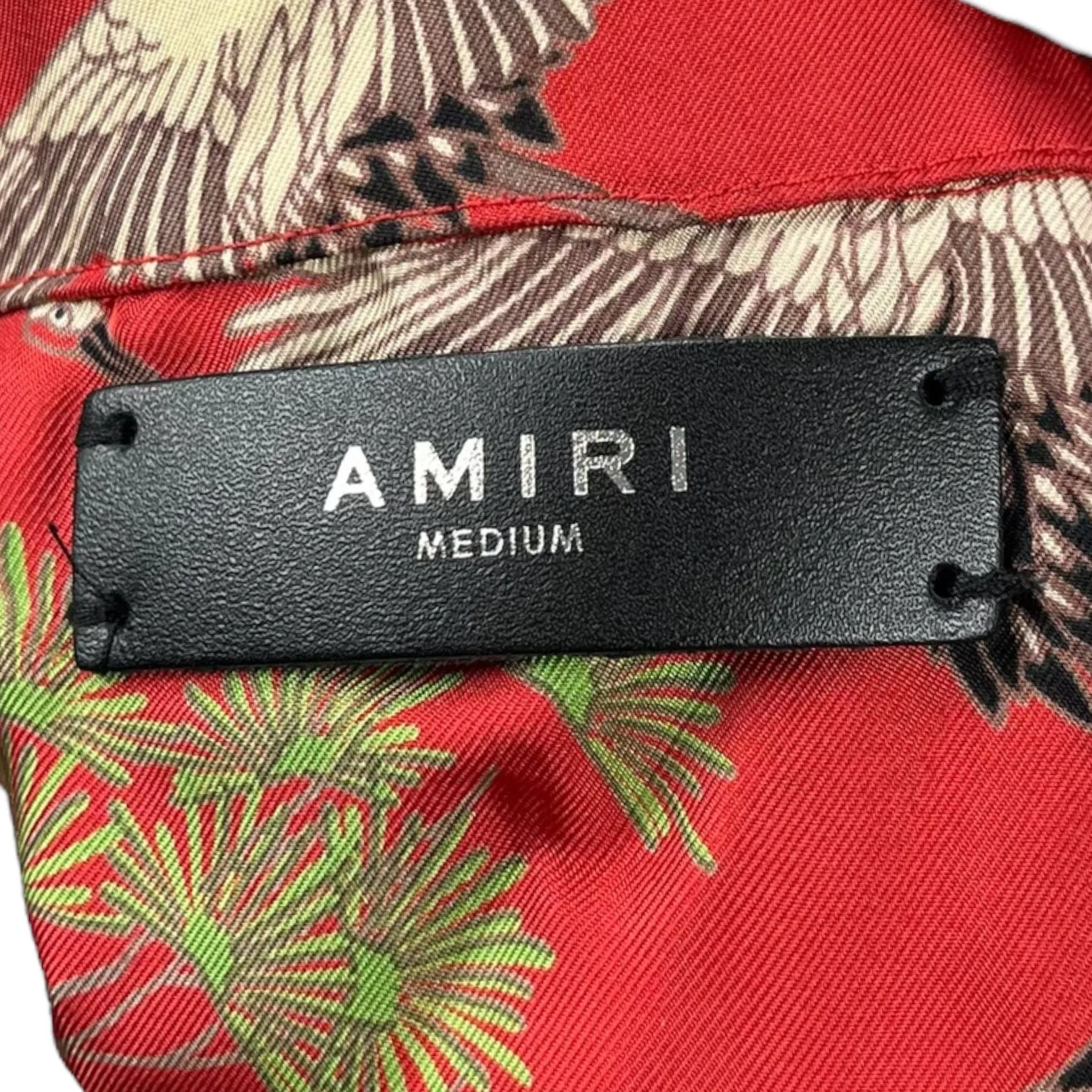 Amiri Short Sleeve Silk Crane Button Up Red Pre-Owned