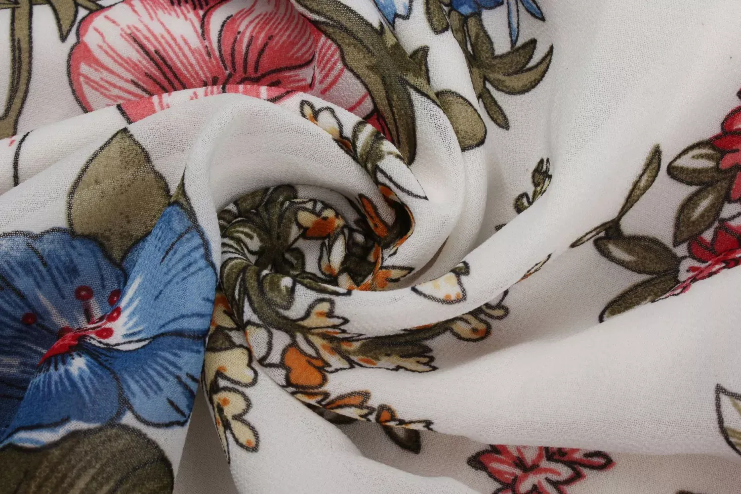 Aurano Chiffon Floral Dress (White)