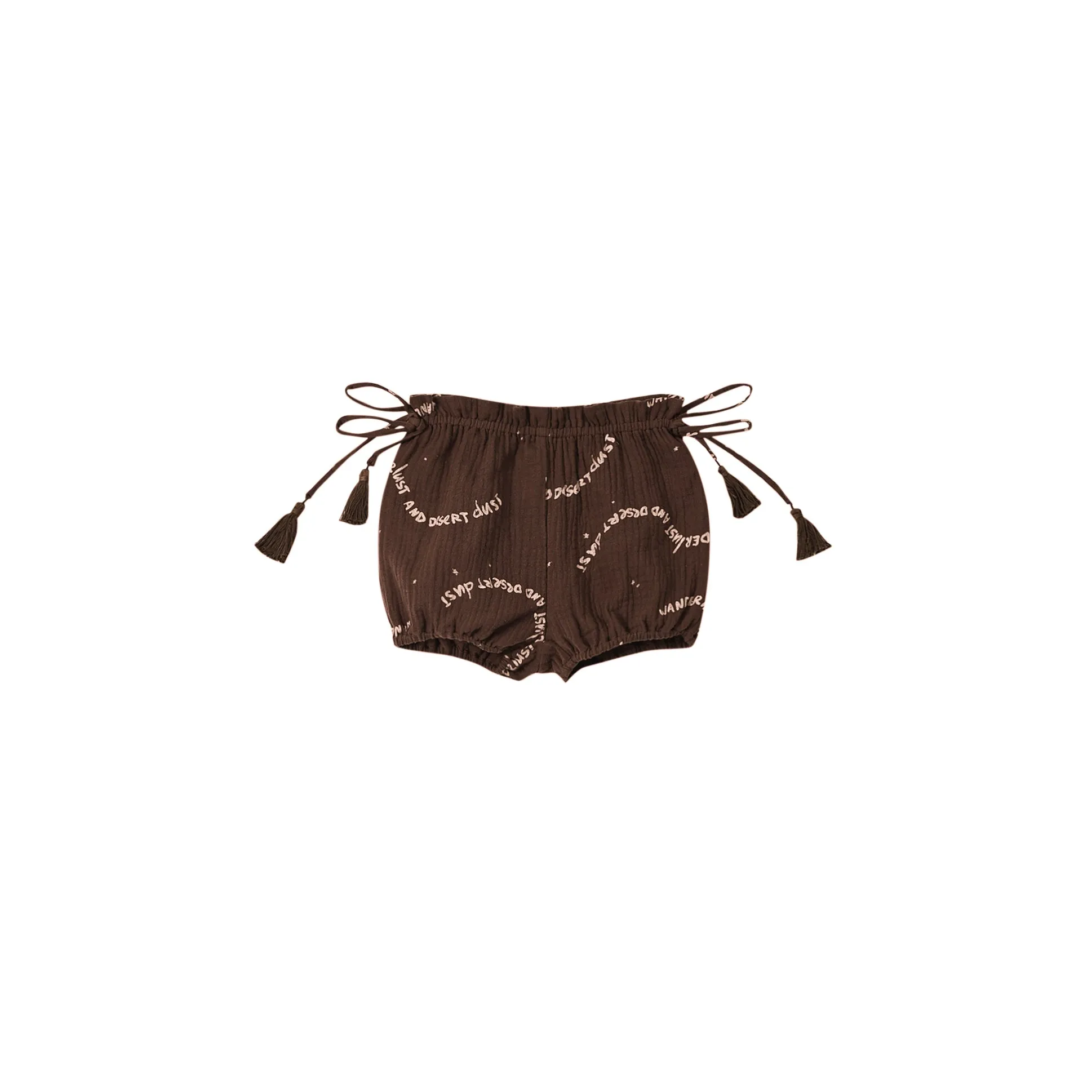 Baby Girls Gauze Bloomers with Tassels - Brown