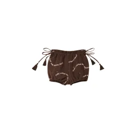Baby Girls Gauze Bloomers with Tassels - Brown