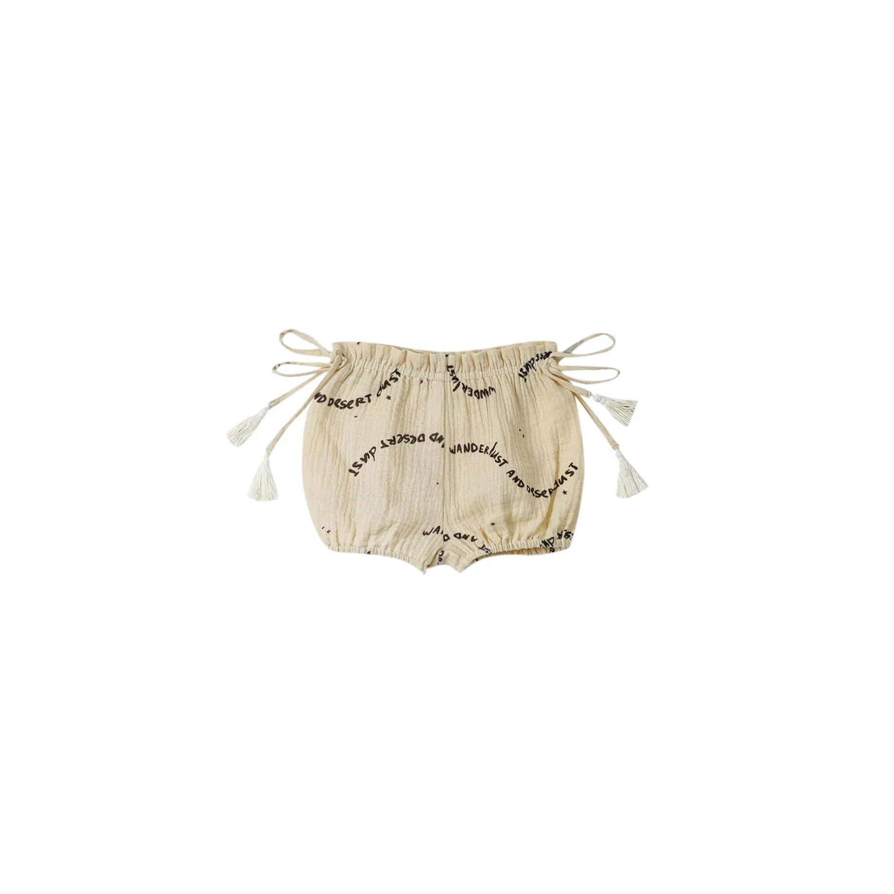 Baby Girls Gauze Bloomers with Tassels - Sand