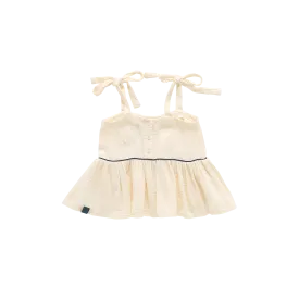 Baby Peplum Top with Ties | Cream
