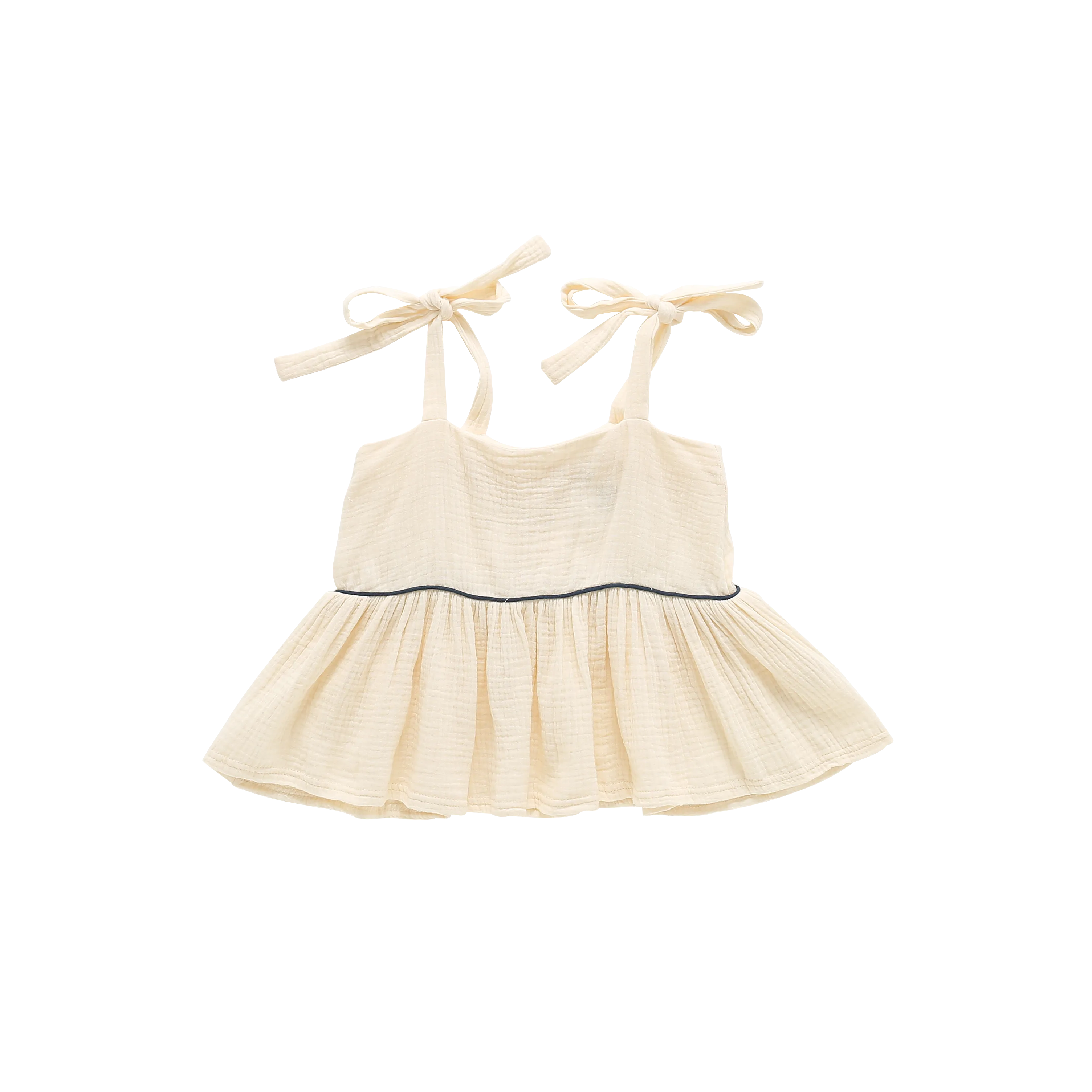 Baby Peplum Top with Ties | Cream