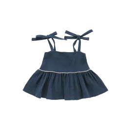 Baby Peplum Top with Ties | Navy