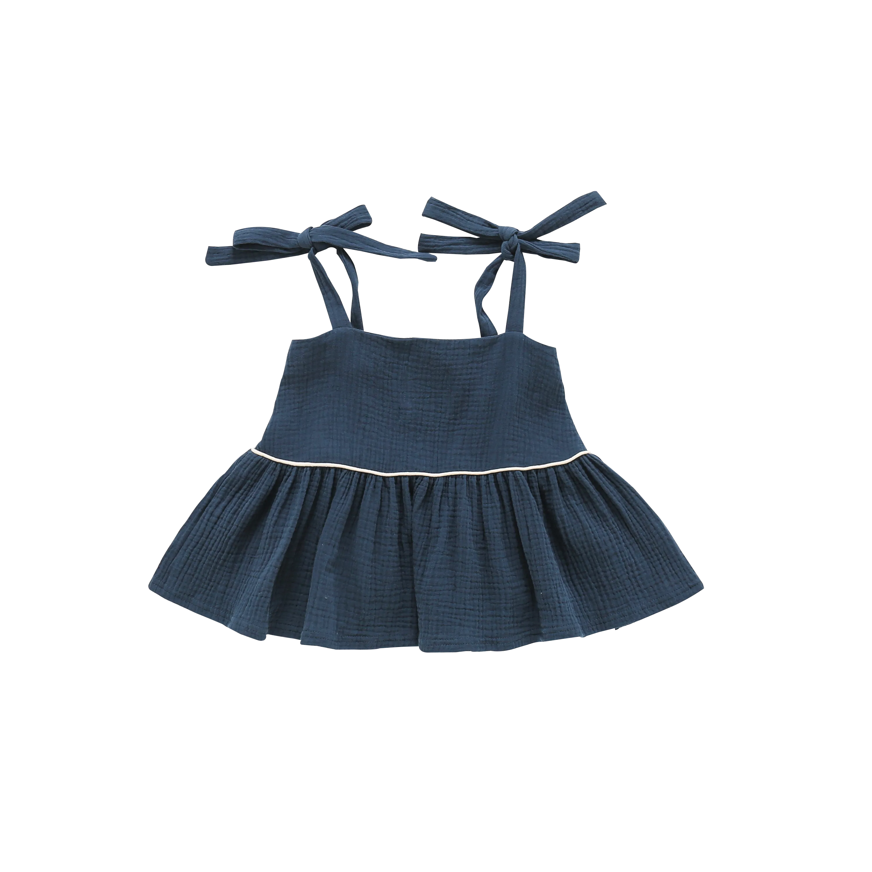 Baby Peplum Top with Ties | Navy