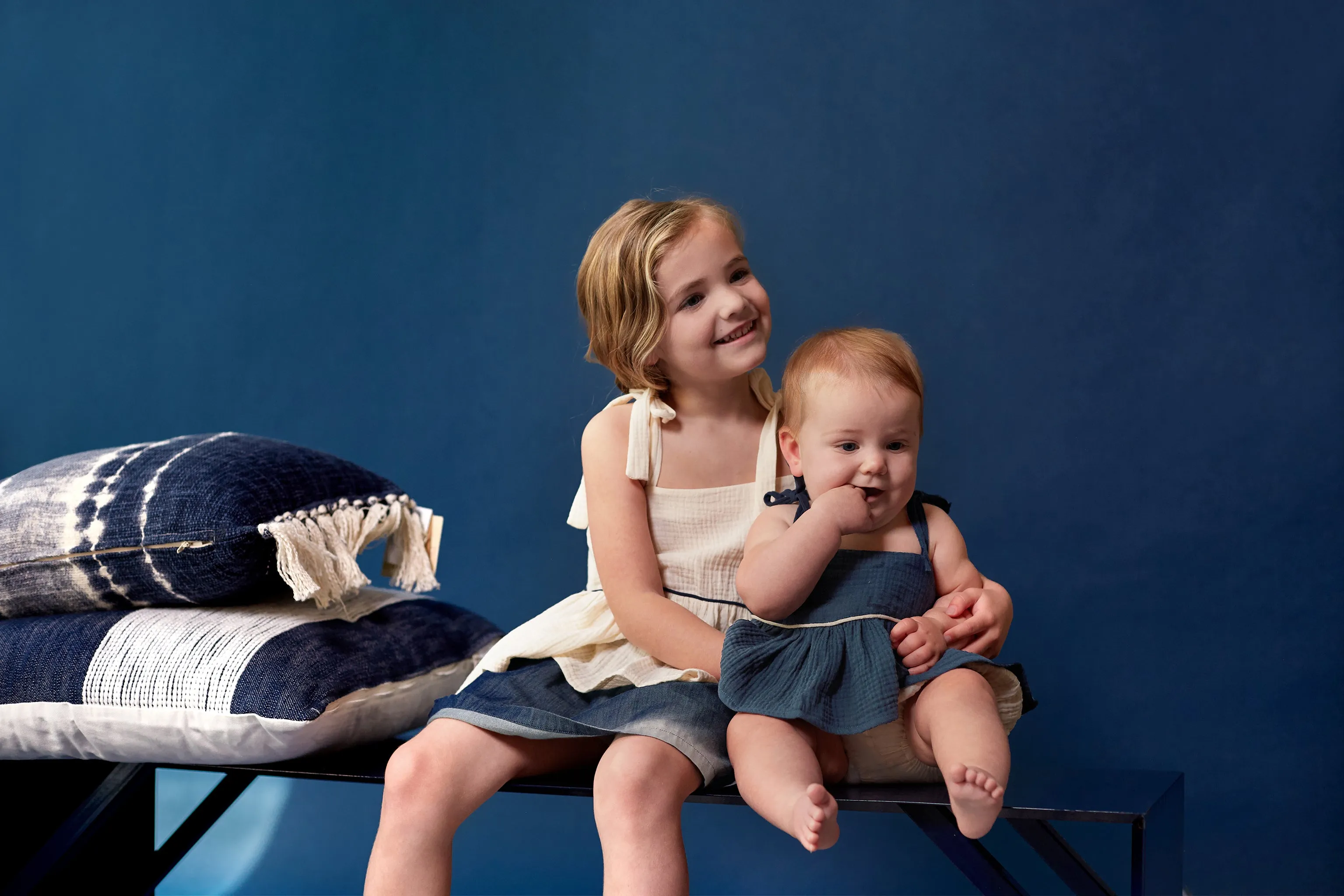 Baby Peplum Top with Ties | Navy