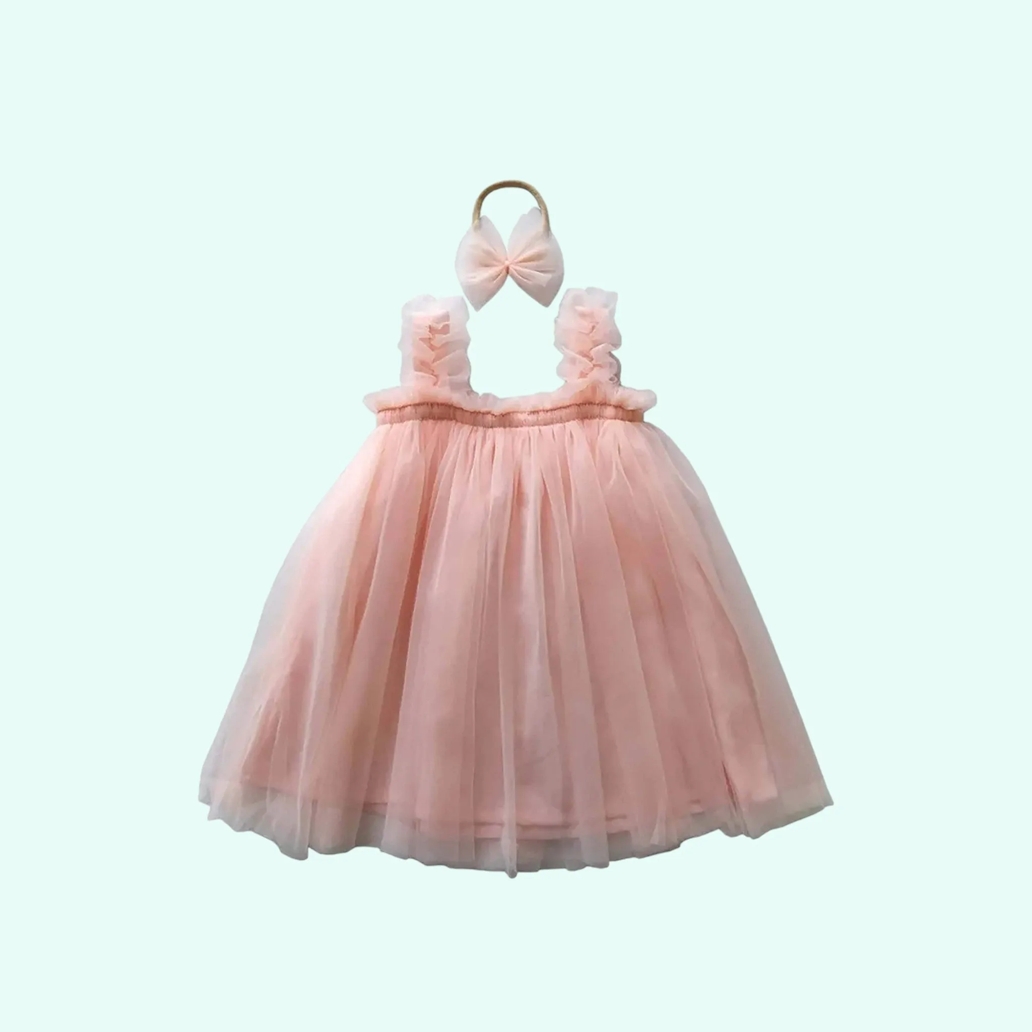 Baby Pink Tulle Dress, Princess dress, Flower Girl outfit , First Birthday outfit