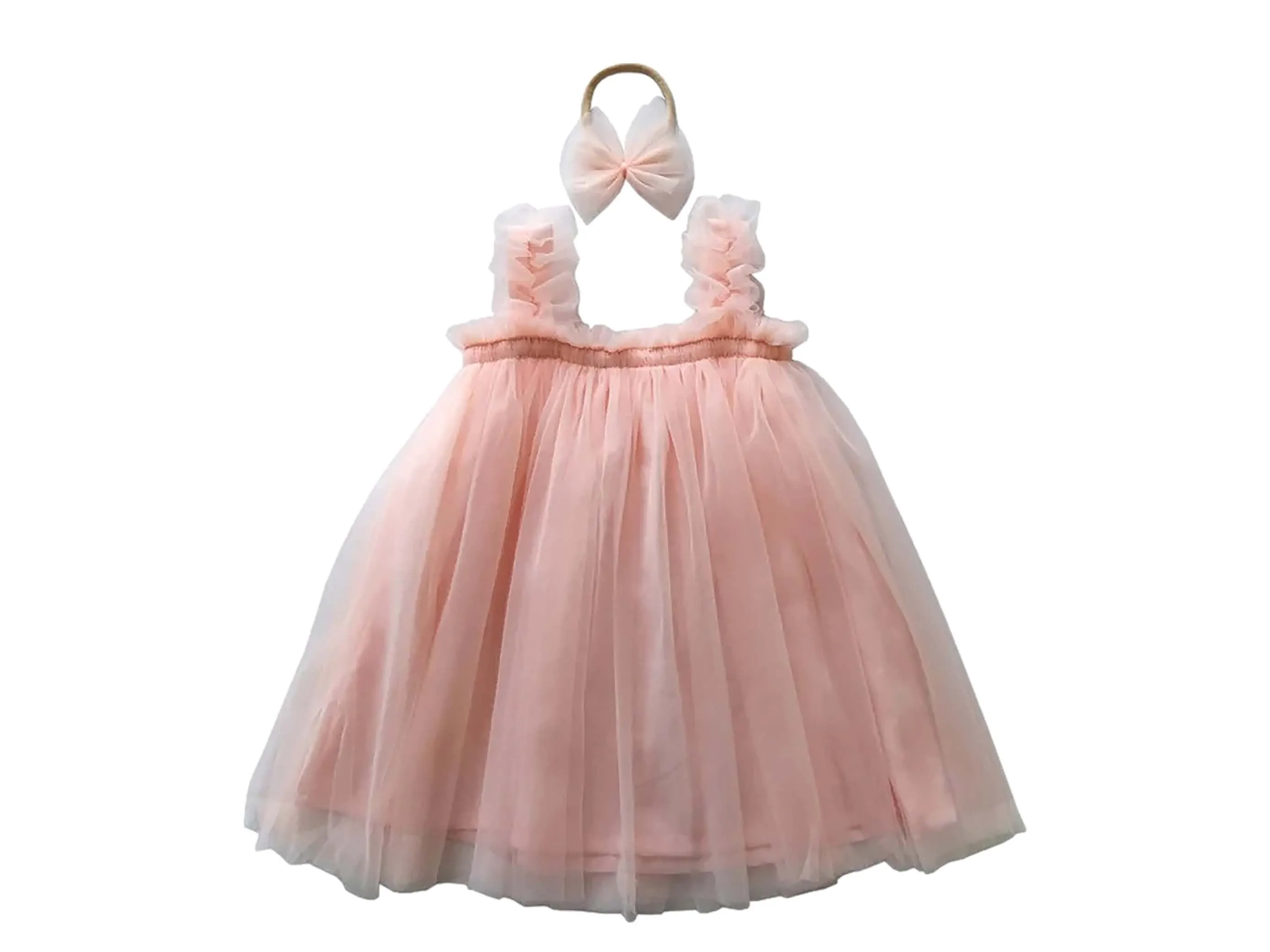 Baby Pink Tulle Dress, Princess dress, Flower Girl outfit , First Birthday outfit