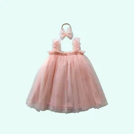 Baby Pink Tulle Dress, Princess dress, Flower Girl outfit , First Birthday outfit