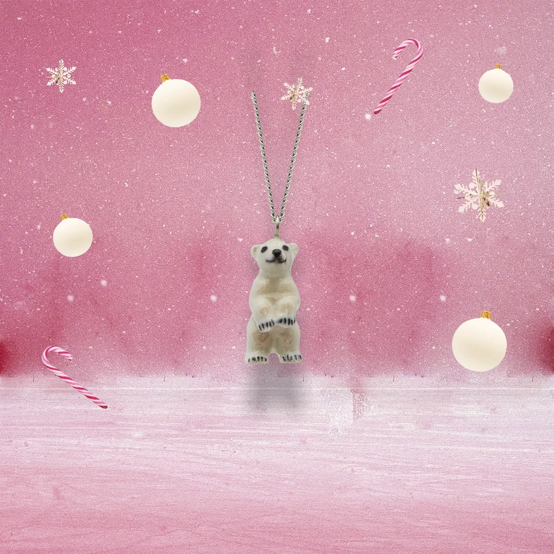 Baby Polar Bear Pendant Necklace by And Mary