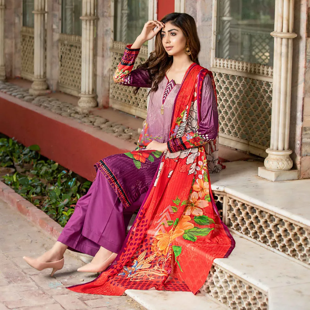Bin Hameed Eliya Embroidered Lawn Unstitched 3 Pcs Suit - 09