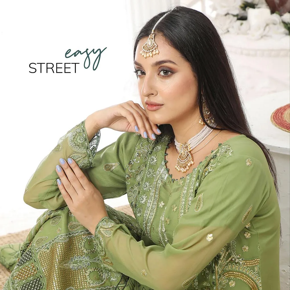 Bin Hameed Hoorain Luxury Chiffon Embroidered 3pcs Suit - 4