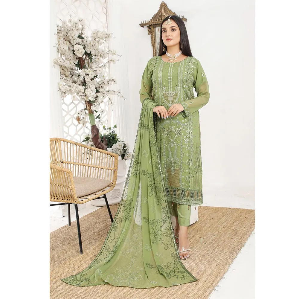 Bin Hameed Hoorain Luxury Chiffon Embroidered 3pcs Suit - 4