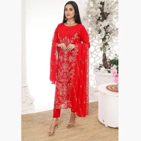 Bin Hameed Hoorain Luxury Chiffon Embroidered 3pcs Suit - 6