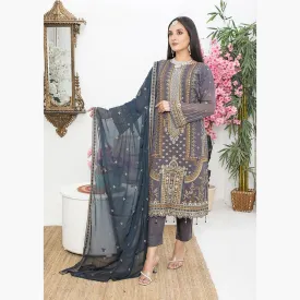 Bin Hameed Hoorain Luxury Chiffon Embroidered 3pcs Suit - 9