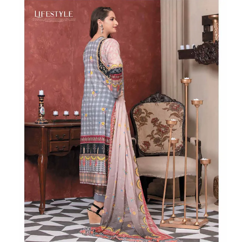 Bin Hameed Mahrush Embroidered Un-Stitched 3Pcs Suit - AY-3331