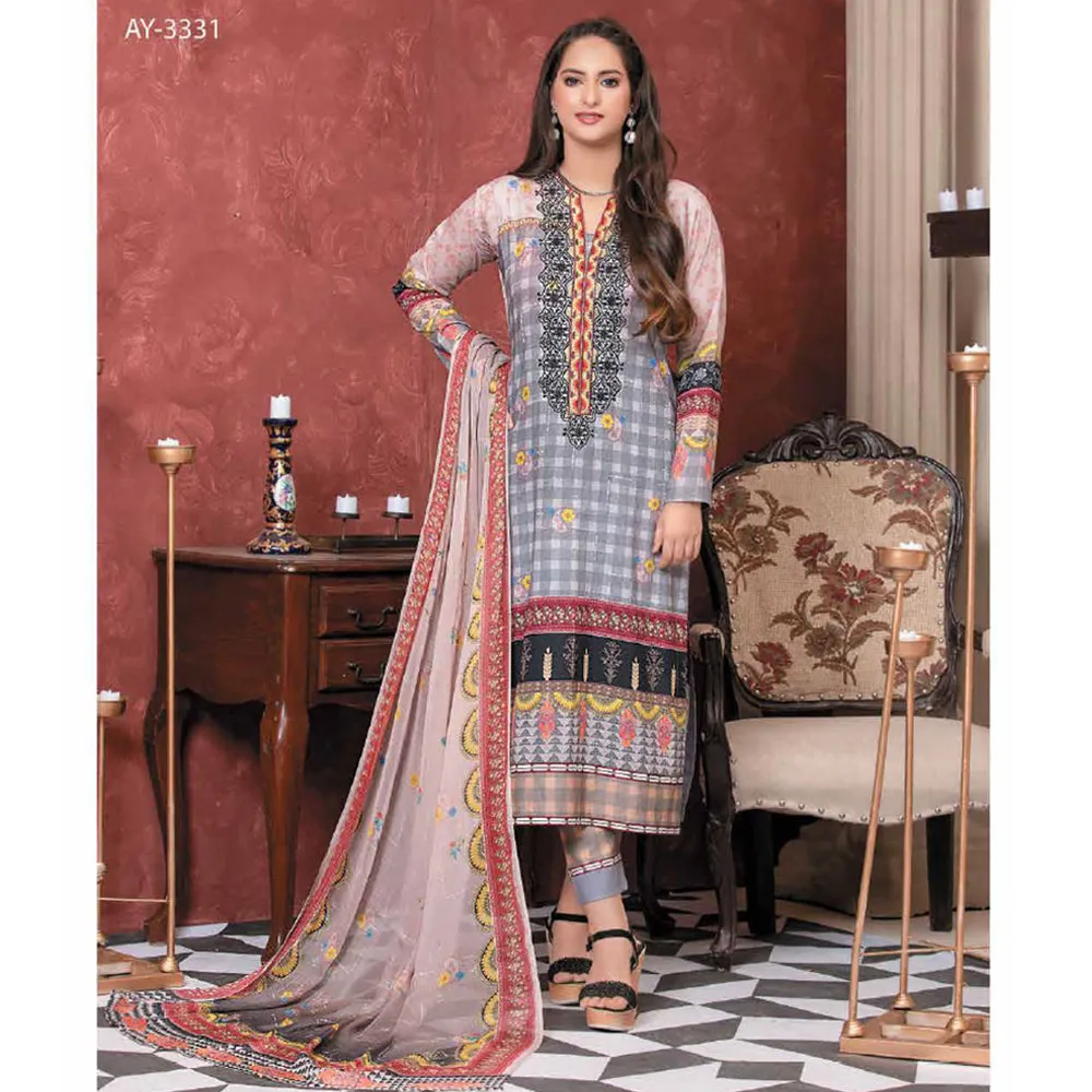 Bin Hameed Mahrush Embroidered Un-Stitched 3Pcs Suit - AY-3331