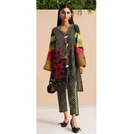 BIN HAMEED Printed Embroidered unstitched 3pc Suit V-9