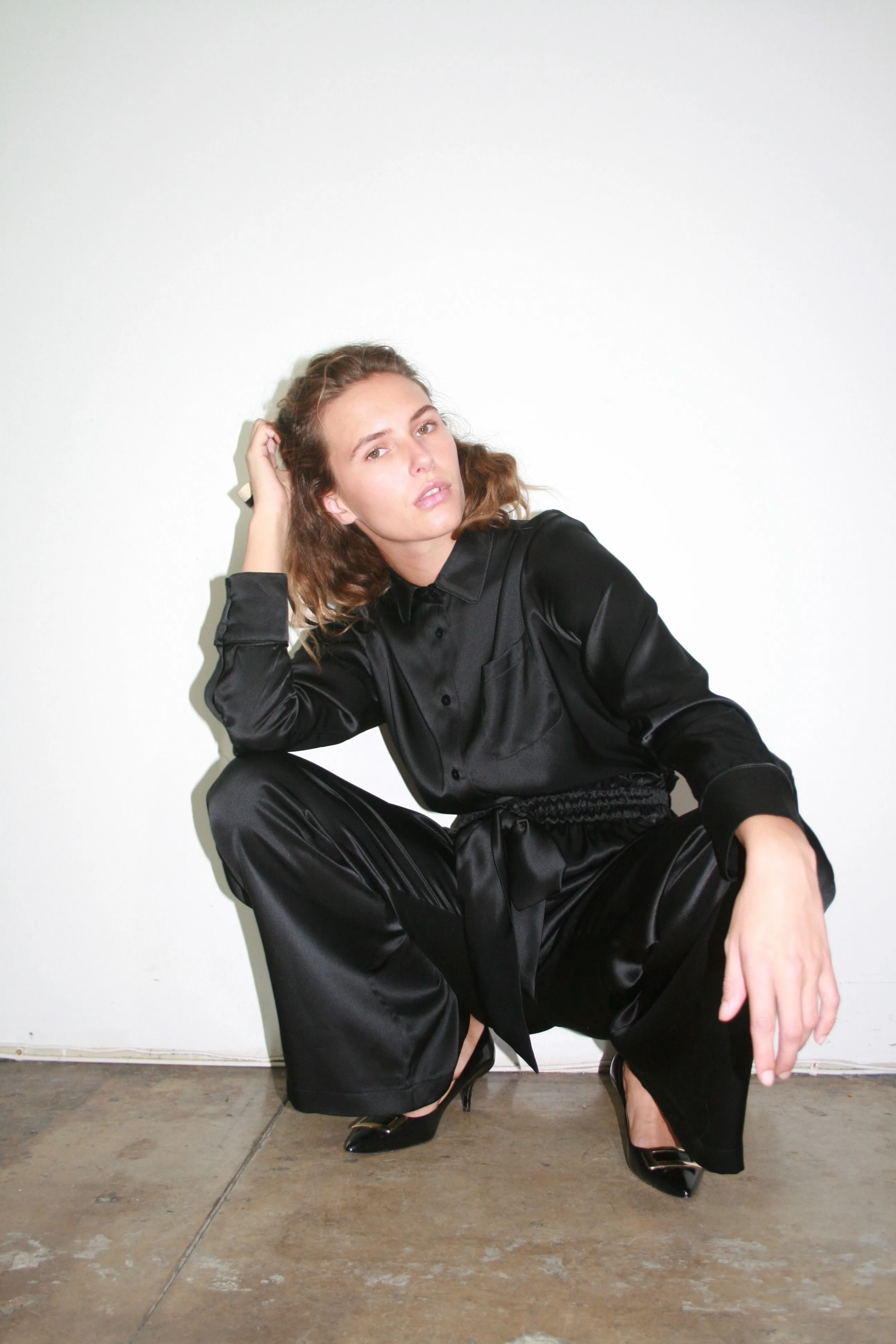 BLACK SILK BLOUSE