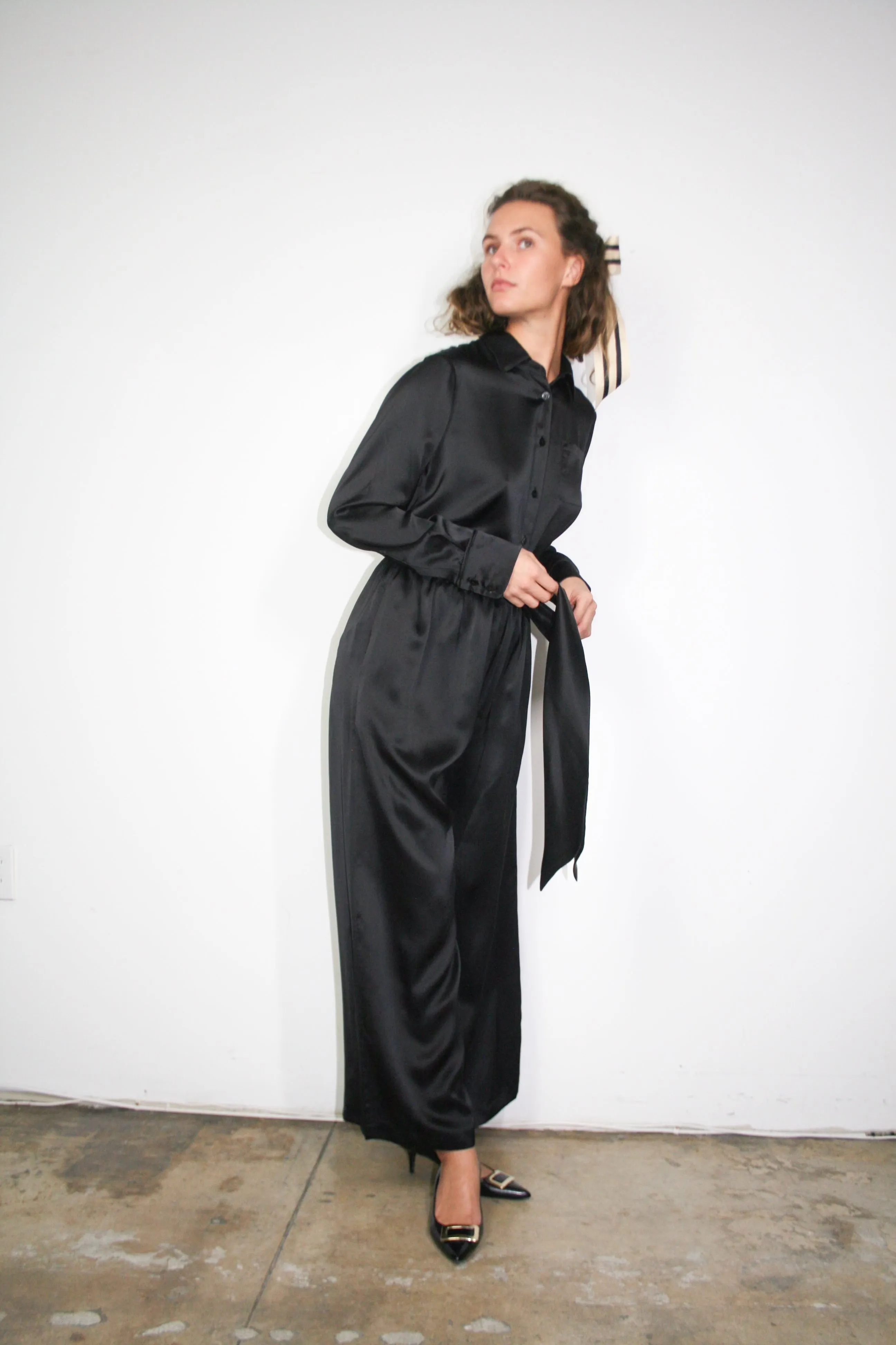 BLACK SILK BLOUSE