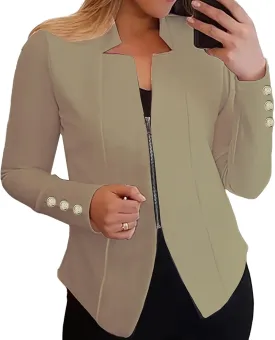Blazers for Women Business Casual Office Work Blazer Jacket Open Front Lightweight Long Sleeve Zip Up Coat Fall Outfit