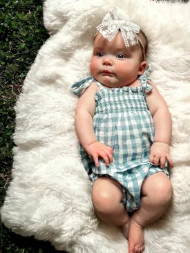 Blue Gingham / Organic Smocked Set