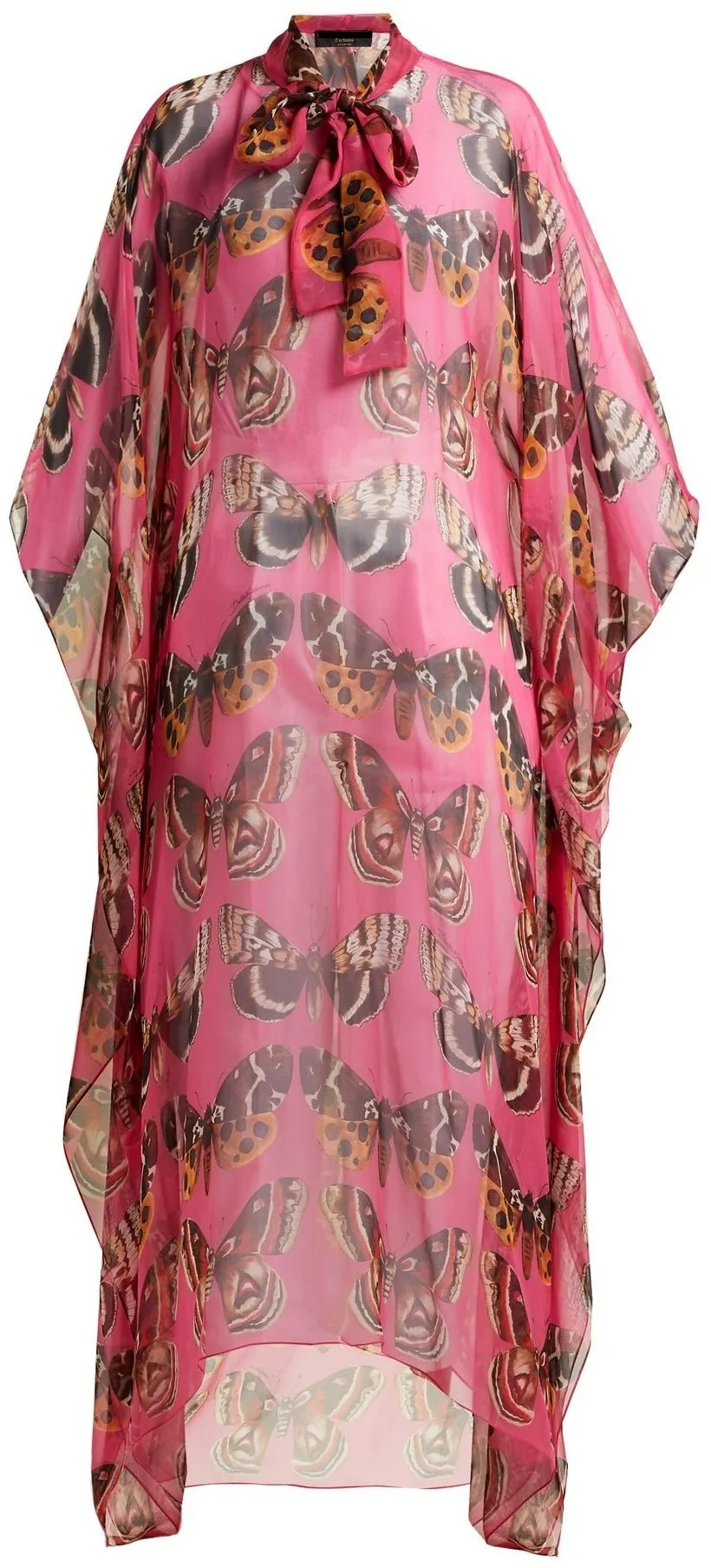 Butterfly Print Chiffon Kaftan Dress