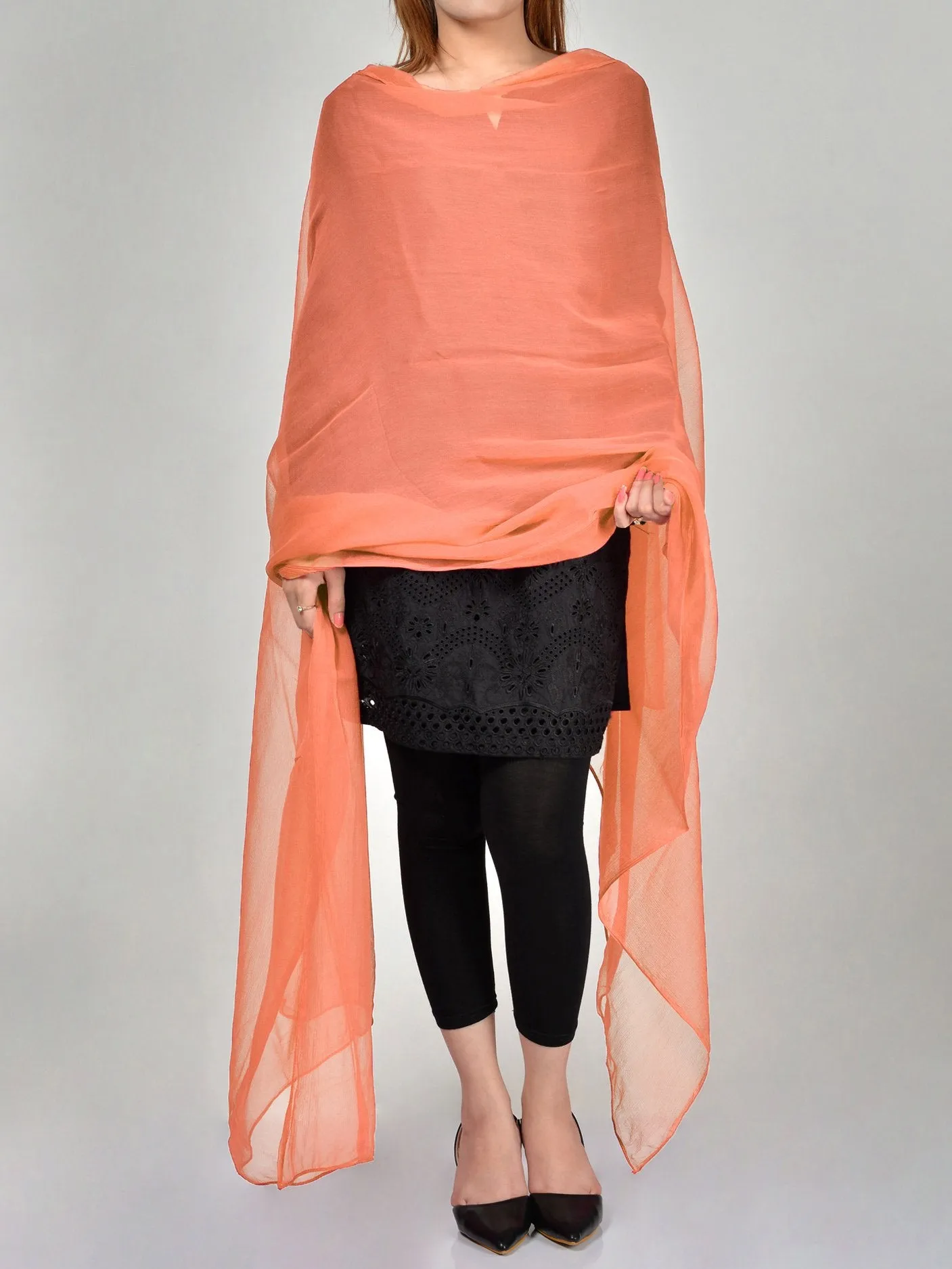 Chiffon Dupatta-Peach