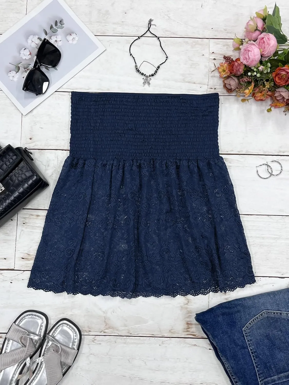 Comeon Women Plus Size Tube Top Summer Casual Strapless Pleated Blouse Beach Off Shoulder Tunic Top