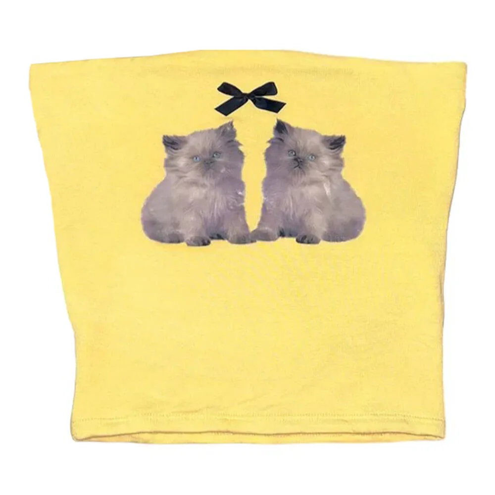 Coquette Kitten Y2K Tube Top