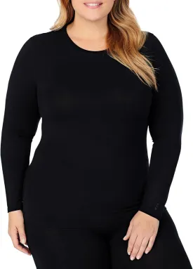 Cuddl Duds Women's Softwear with Stretch Long Sleeve Crew Neck Top -Layering Top with Smooth Fabrication, Body-Hugging Fit