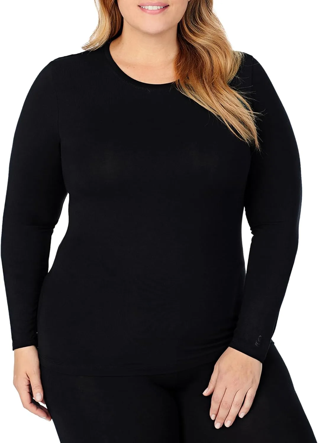 Cuddl Duds Women's Softwear with Stretch Long Sleeve Crew Neck Top -Layering Top with Smooth Fabrication, Body-Hugging Fit