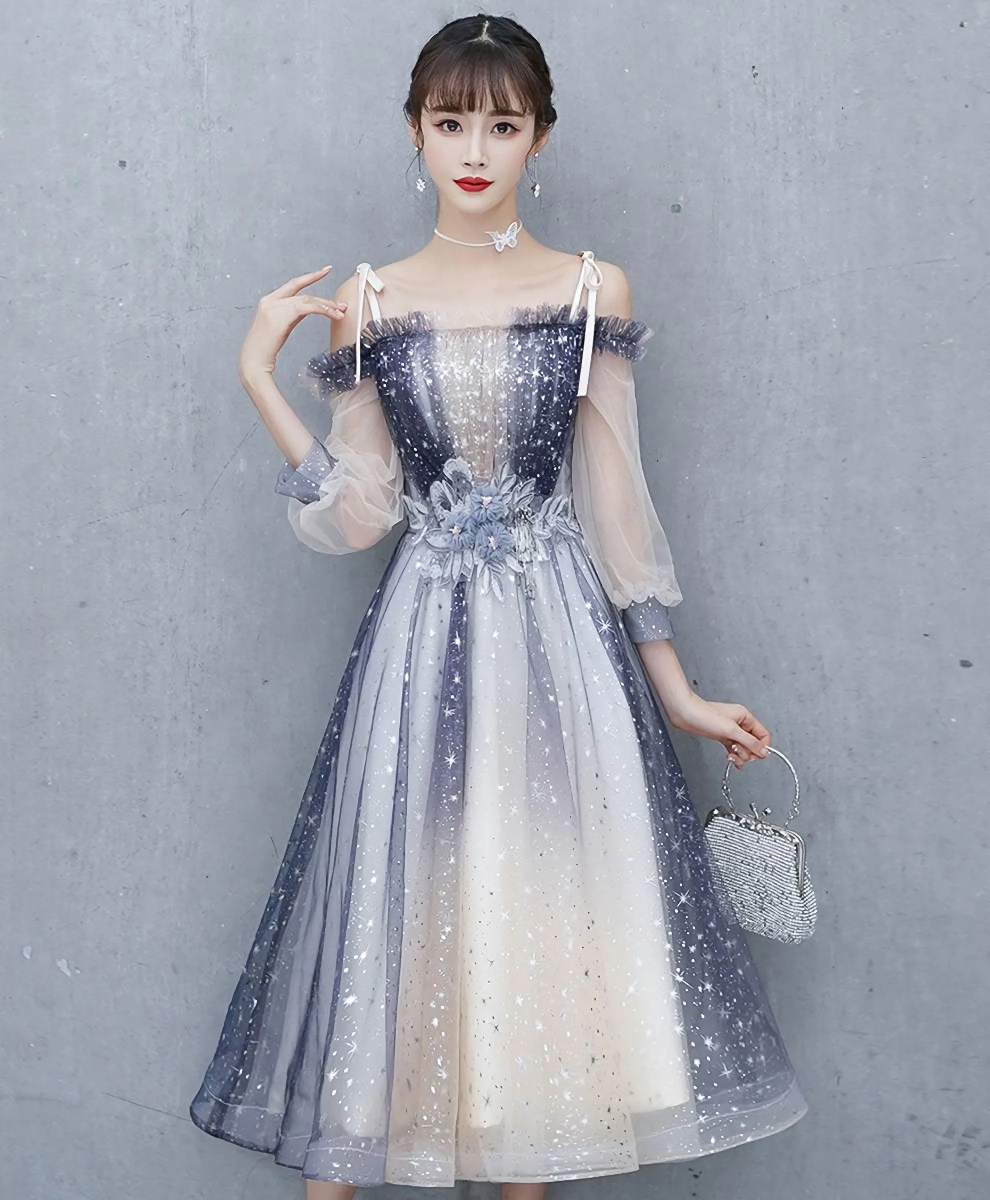 Cute Blue Tulle Short Prom Dress Blue Tulle Formal Dress