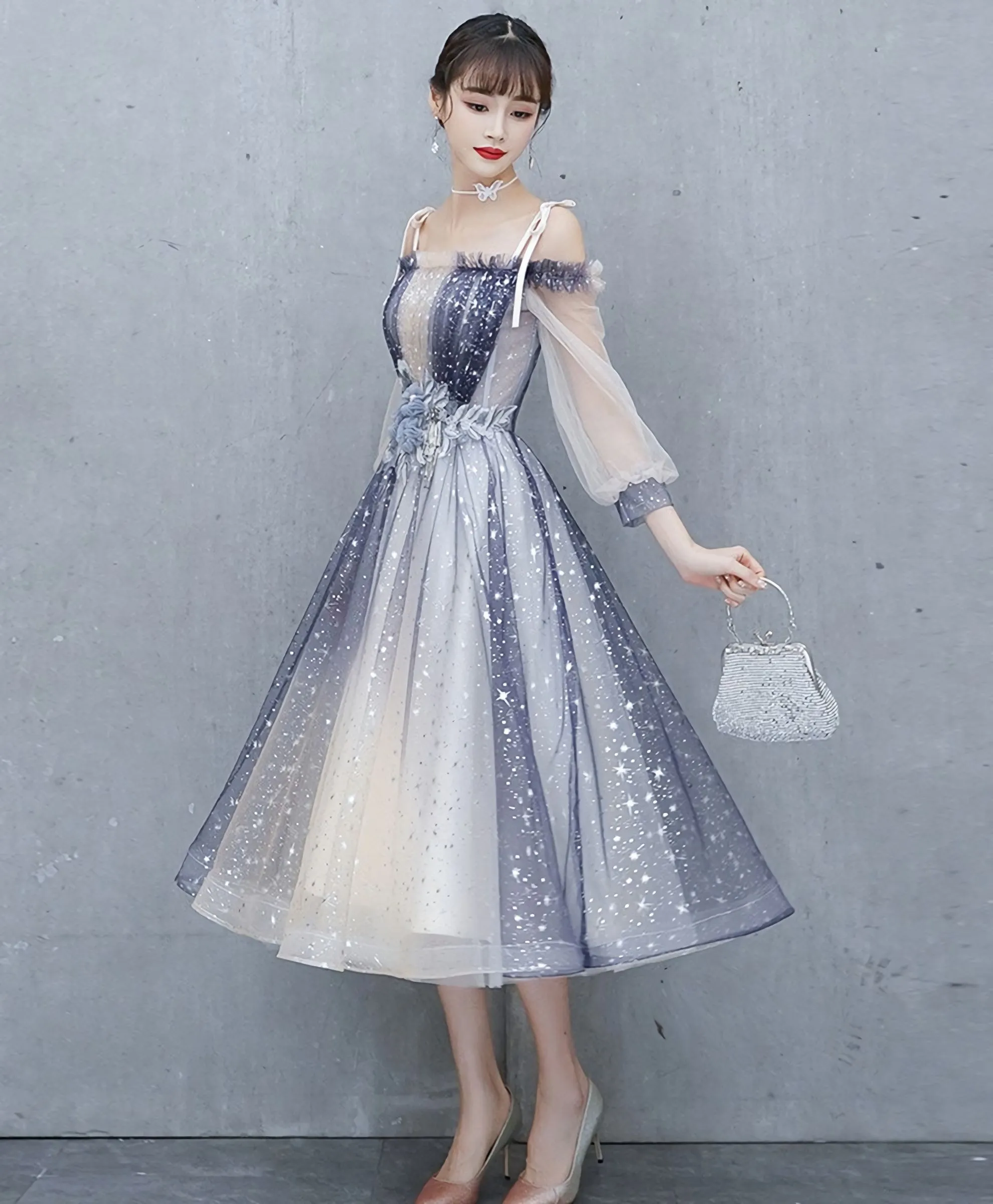 Cute Blue Tulle Short Prom Dress Blue Tulle Formal Dress