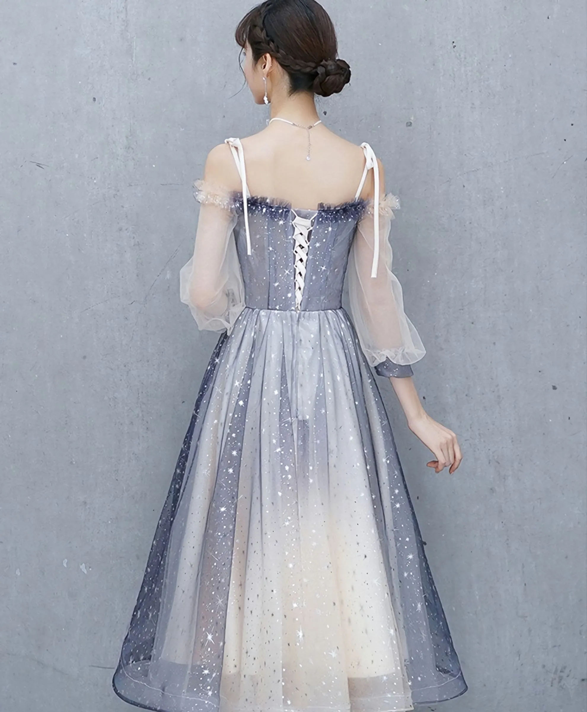 Cute Blue Tulle Short Prom Dress Blue Tulle Formal Dress