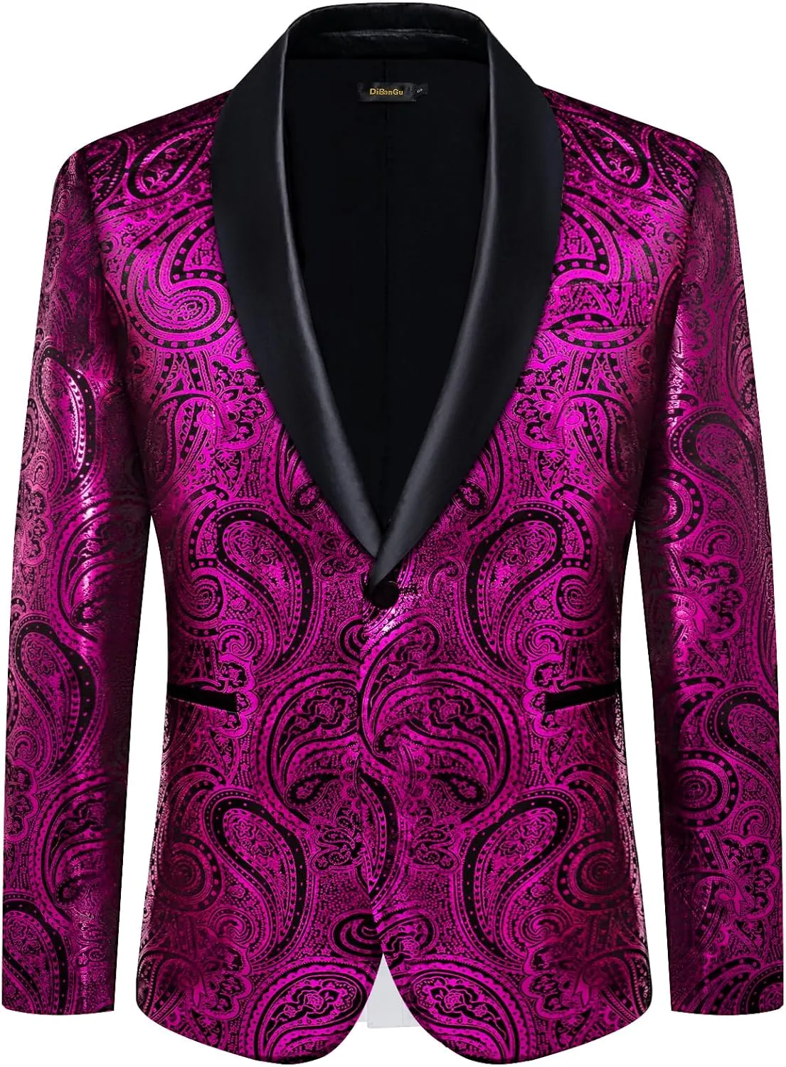 DiBanGu Mens Suit Jacket Blazer Wedding Blazer One Button Mens Tux Dress Suit Jacket Shawl Lapel for Dinner Prom Party