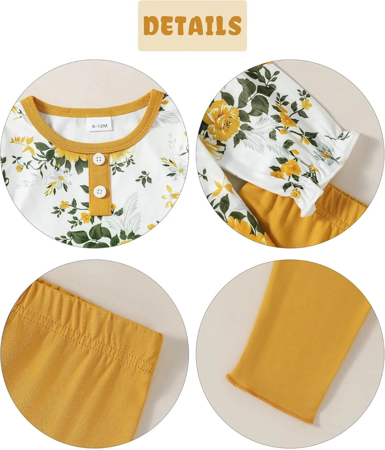 DISAUR Baby Girl Fall Outfits Toddler Girl Clothes Winter Cute Long Sleeves Floral Ruffle Top Cotton Pants Set Clothing