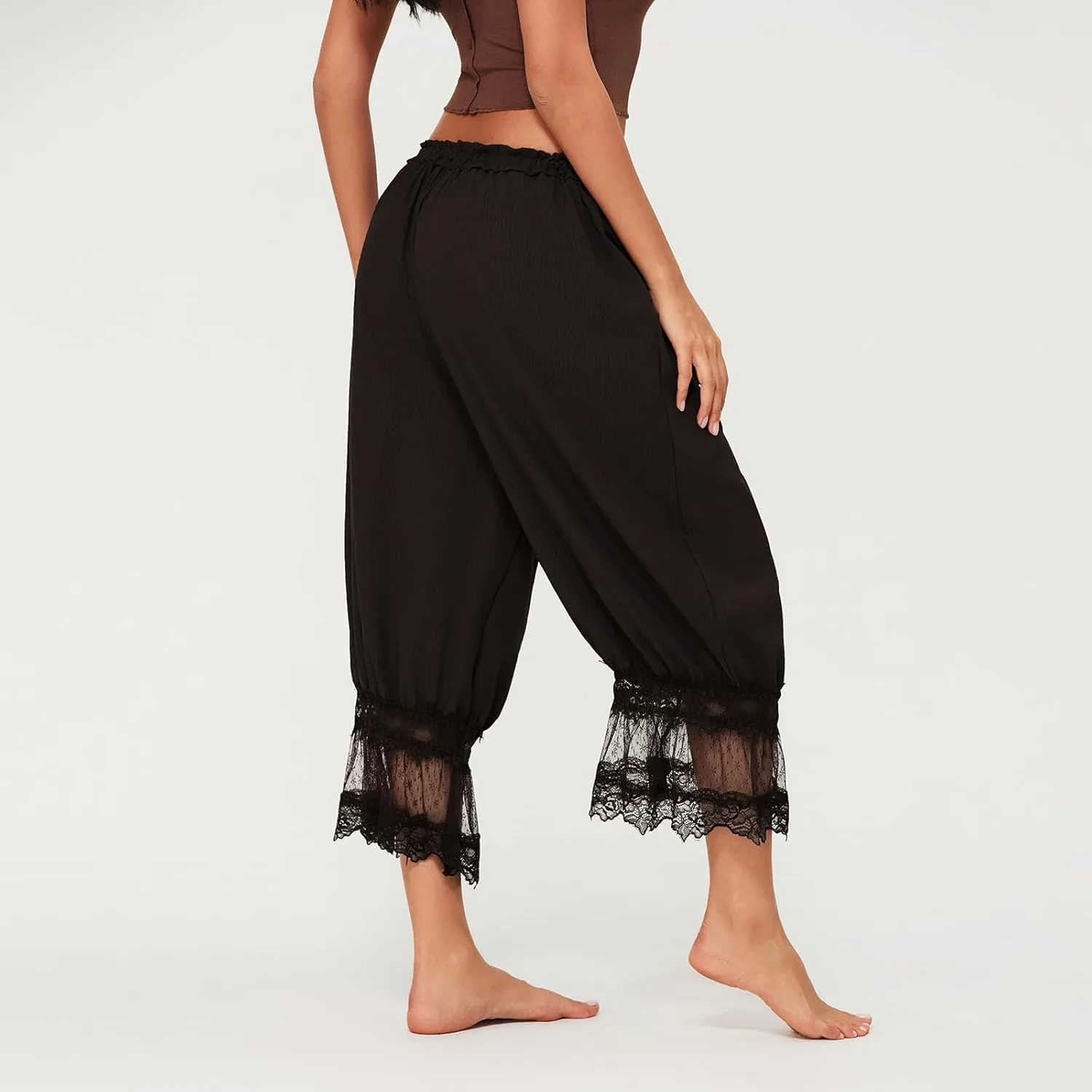 DSORVICD Women Lace Long Bloomers Pettipants Slip Under Dress Pantaloons Cute Ruffle Pumpkin Pants