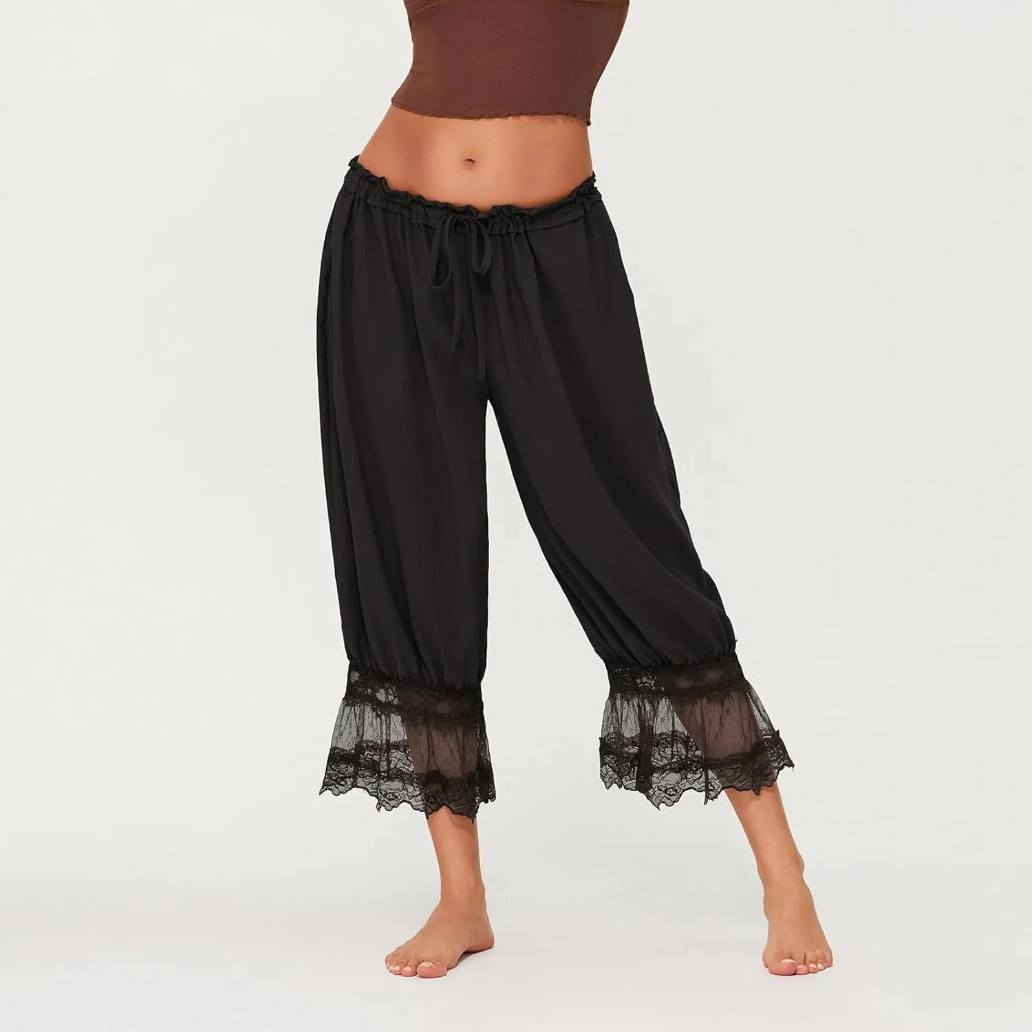 DSORVICD Women Lace Long Bloomers Pettipants Slip Under Dress Pantaloons Cute Ruffle Pumpkin Pants