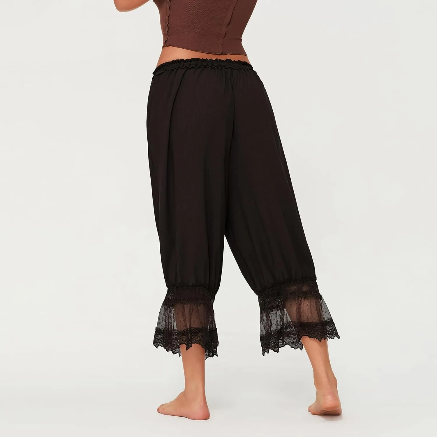 DSORVICD Women Lace Long Bloomers Pettipants Slip Under Dress Pantaloons Cute Ruffle Pumpkin Pants