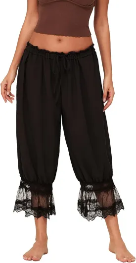 DSORVICD Women Lace Long Bloomers Pettipants Slip Under Dress Pantaloons Cute Ruffle Pumpkin Pants