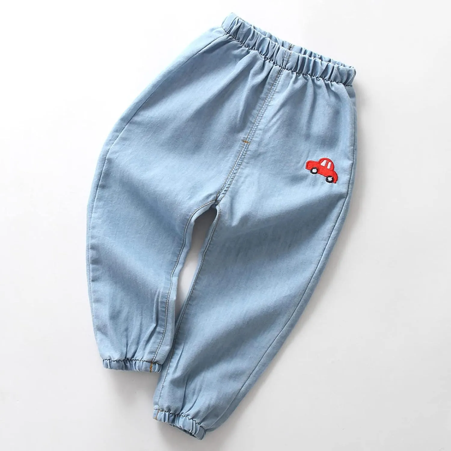 EISHOW Toddler Girls Boys Active Joggers Pants,Cartoon Kids Baby Elastic Waist Pull on Soft Cotton Denim Trousers Long Pants