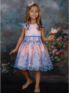 Enchanting Blue Floral Lace Princess Dress